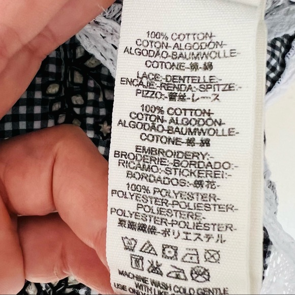 Free People dress Sunny Day Shirt mini crochet lace gingham embroidery - Picture 11 of 11